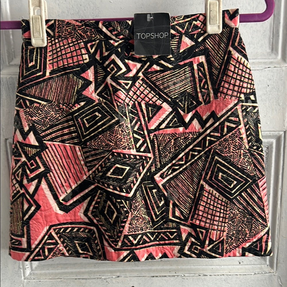 NWT Topshop Abstract Pink and Black Mini Skirt- size 2